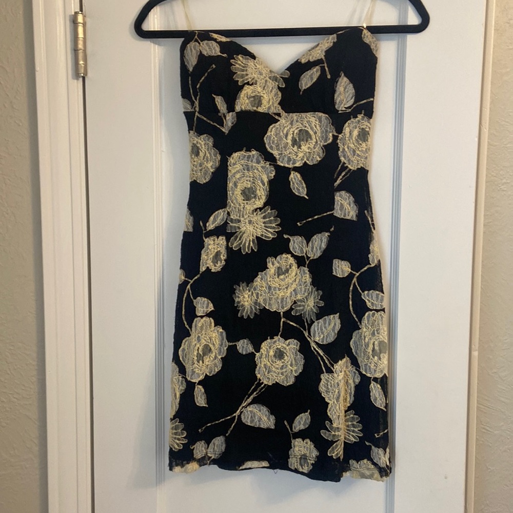 Floral mini dress with knit overlay